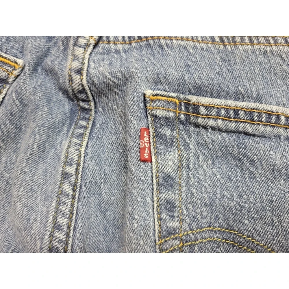 Levis 502 Regular Taper Jeans Mens 30x30 Blue Distressed Denim Pants
